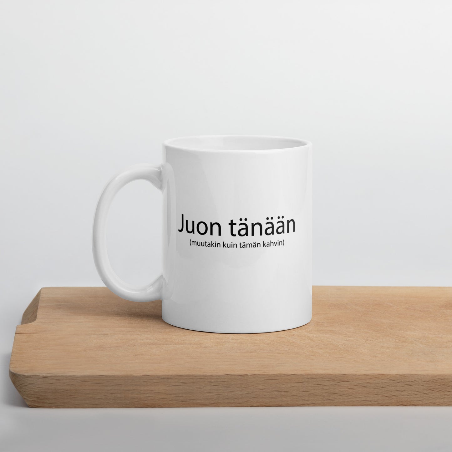 "juon tänään" valkoinen printtimuki