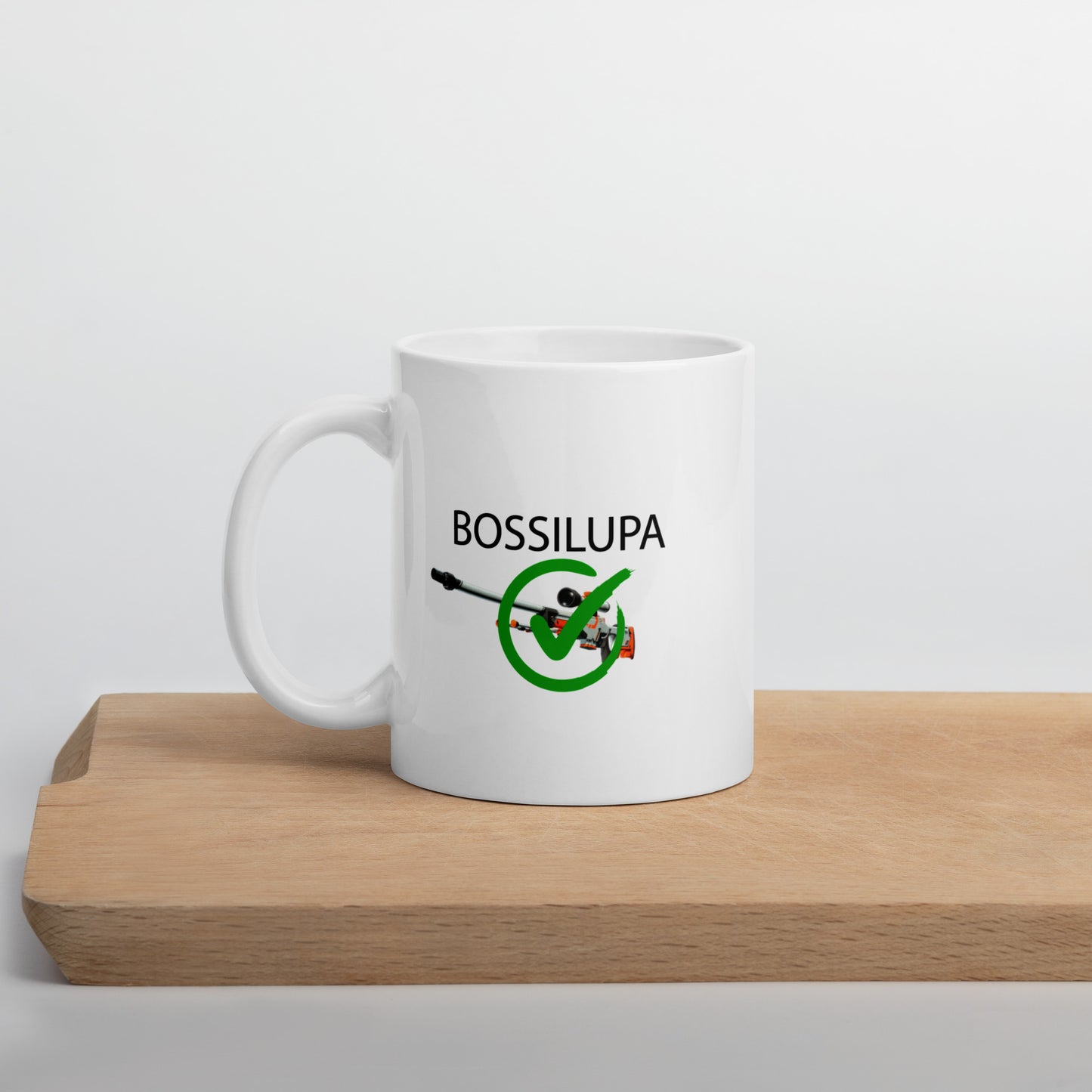 "Bossilupa" valkoinen printtimuki